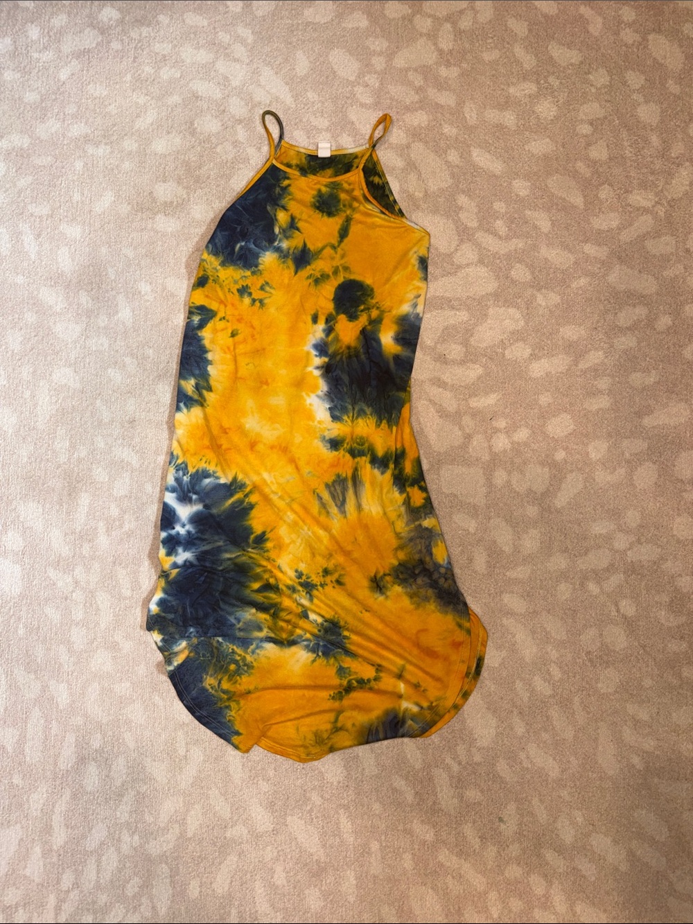 Womens Tie-Dye One-Piece Dress - Yellow & Blue